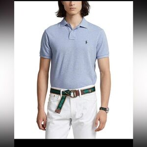 Polo Ralph Lauren Custom Slim Fit Solid Mesh Polo Shirt